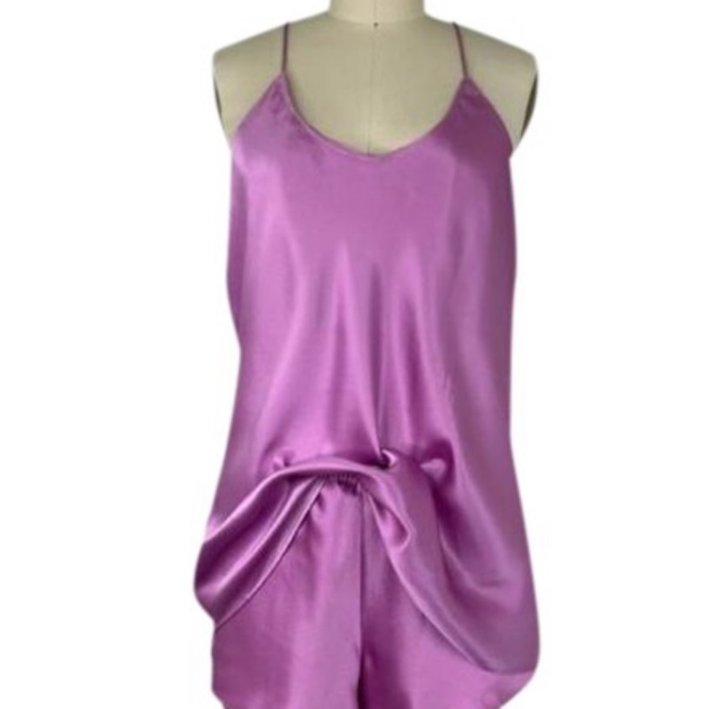 Olivia von Halle
Purple Bella Silk Satin Pajama Set Shorts Suit